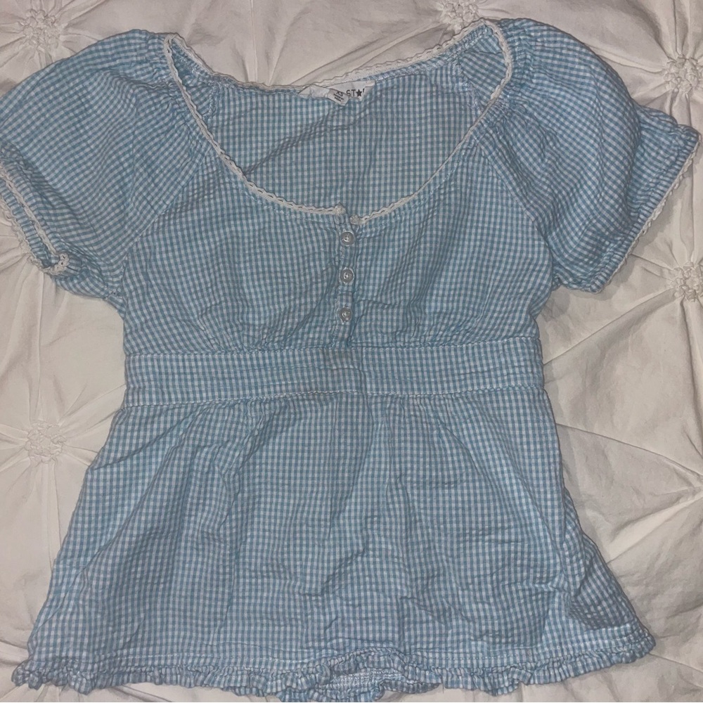 Vanilla Star Blue Gingham Blouse